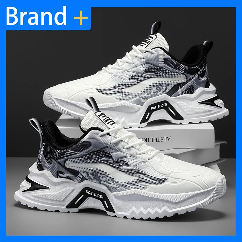 Scarpe sportive da uomo alla moda con lacci, versatili, antiscivolo, con suola spessa, per adolescenti, da indossare tutti i giorni, comode scarpe da corsa casual da uomo