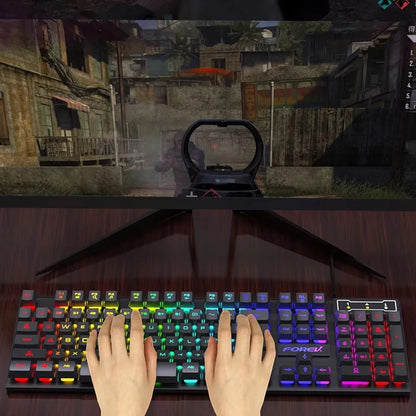 104 Keys USB Wired Keyboard RGB Mechanical Gaming Keyboard Ergonomic Esports Keyboard Computer Accessory for Laptop Macbook