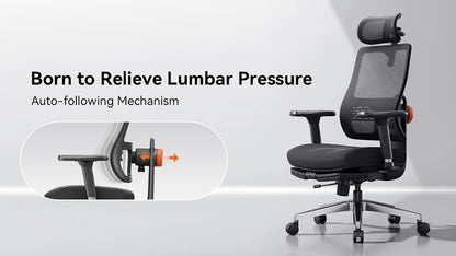 NEWTRAL MagicH-BPro Ergonomic Chair with Footrest Auto Following Backrest Headrest Adaptive Lower Back Support Adjustable Armrest