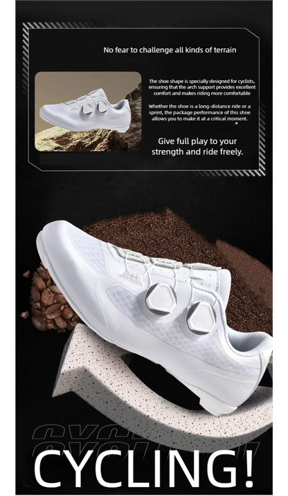 Speed Cycling Sneaker Men's Road Cycling Shoes Cleat Shoes Spd Shoes Cycling Flat Pedal Shoes Man Bike Outdoor Footwear White