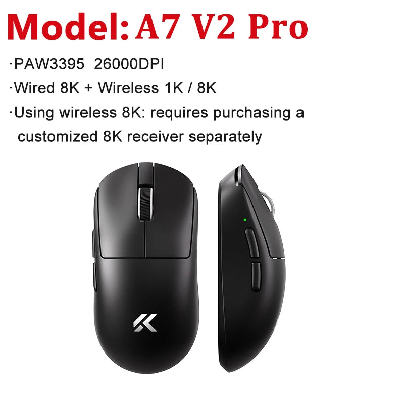 MCHOSE A7 V2 Ultra / Pro Lekka bezprzewodowa mysz gamingowa Dual 8000Hz PAW3950 TI 42000DPI dla graczy e-sportowych na PC