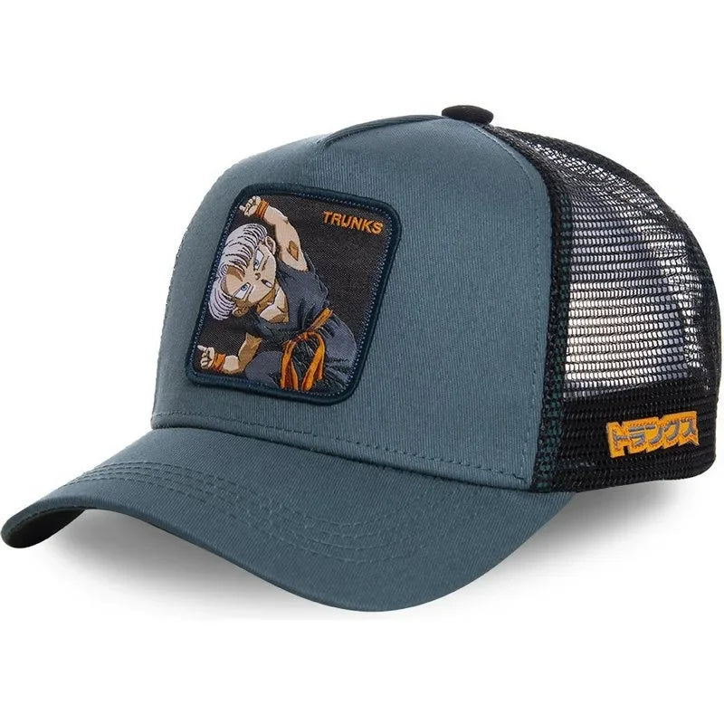 Dragon Ball Buu Goku Cap Ljetna muška kapa s ravnim vrhom i šiljastim obodom, s vezenim uzorkom, hip-hop stil, sunčana vizira, podesiva trucker mrežasta kapa