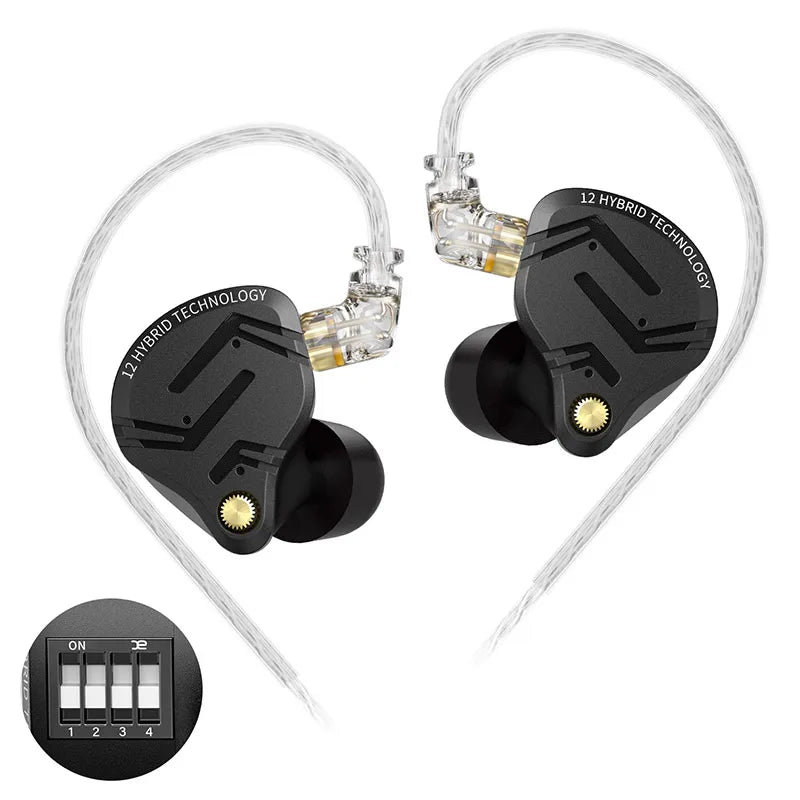 KZ ZS12 PRO X Hybrid Dynamic & Balanced Armature Technology IEM Earphone Upgrade HiFi Bass In Ear Headphone Tunning Wire Headset