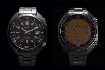 BERNY Automatic Dual Crown Diver Watch For Men Super Luminous Miyota 8215 Sapphire Swim Sport 20ATM Mechanical Men's Dive Watch
