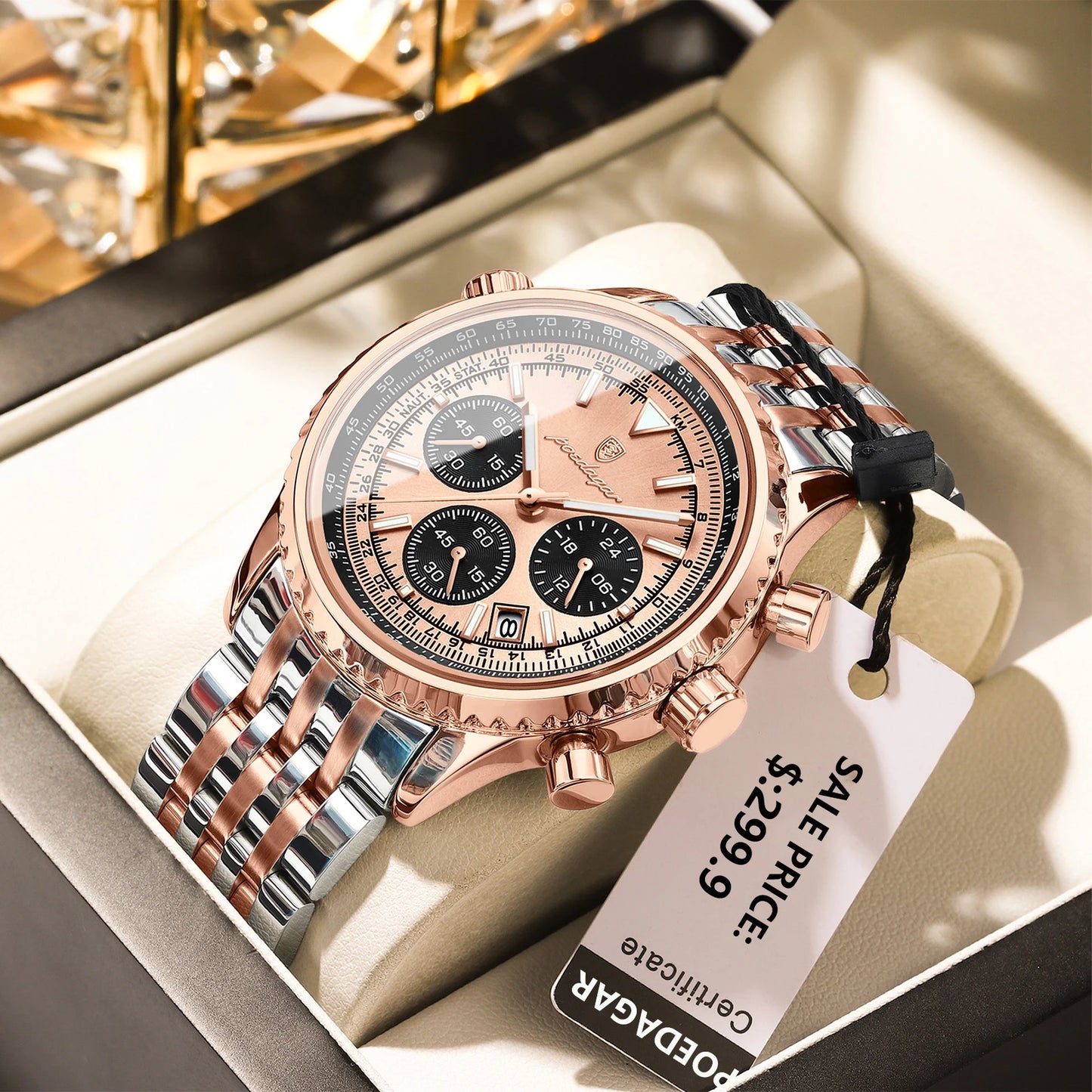 POEDAGAR Fashion Military Men's Watches Waterproof Luminous Date Chronograph Man Watch Stainless Steel Luxury Quartz Male Clock