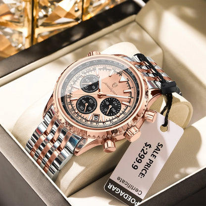 POEDAGAR Fashion Military Men's Watches Waterproof Luminous Date Chronograph Man Watch Stainless Steel Luxury Quartz Male Clock