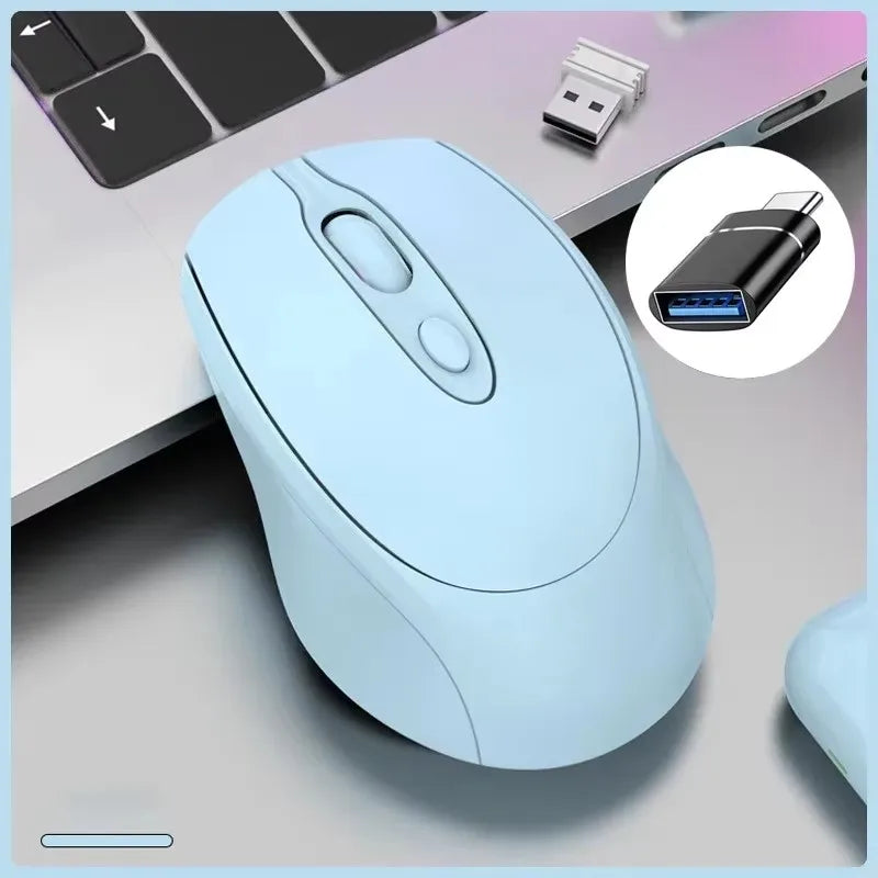 Rato sem fios compatível com Bluetooth 2.4G recarregável, rato de computador USB silencioso para gaming, para PC, portátil, MacBook e tablet