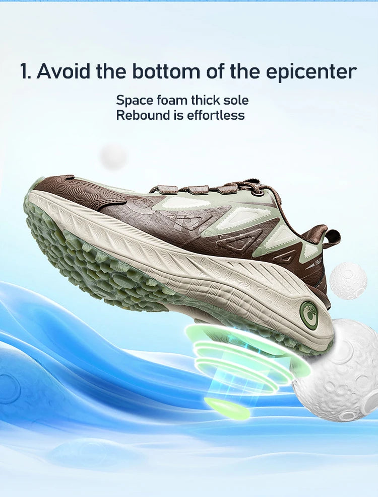 ONEMIX Men Trail Running Shoes Wearable Anti-Slip Leather Sneakers Support Stable Off Road Sports Shoes Outdoor Walking Sneakers