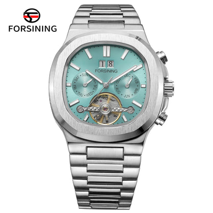 Forsining 481 Military Man Tourbillon Hands Watch Week Date Automatic Mechanical Watches Stainless Steel Clock Relogio Masculino
