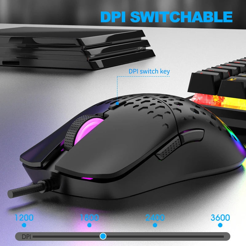 OnePlus G701 Wired Gaming Mouse, 6-Button Honeycomb RGB Gaming Mouse for PC, Ergonomic USB Wired Gaming Mouse for Windows, macOS & Office Use