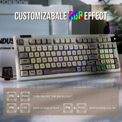 EPOMAKER RT100 95% Gasket-Mounted Wired/Bluetooth/2.4G Wireless Mechanical Keyboard with Multi-media Knob & Mini Display