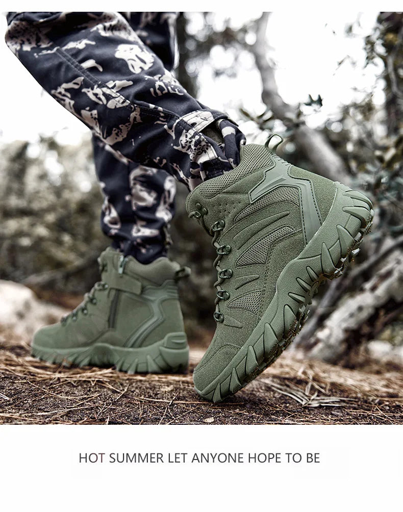 Botas Táticas de Combate Melhoradas para Homem, Calçado Outdoor de Treino, Campismo, Antidesgaste, Resposta Rápida, Caminhada, Pesca e Caça