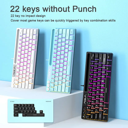 AULA F3061 Wired RGB Gaming Keyboard Membrane Keyboard 60% Gamer PC Keyboard USB Cute Keyboard