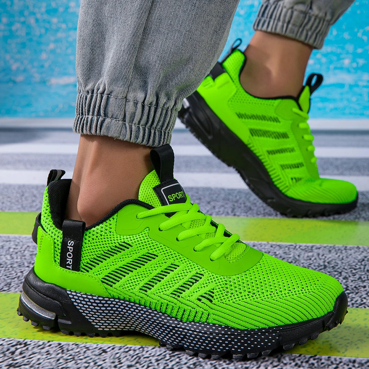 Men Running Shoes Lightweight Breathable Jogging Sport Shoes Male Lace-up Fashion Comfort Non-slip Casual Sneakers Man
