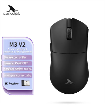 Darmoshark M3 V2 Gaming Mouse Wireless Tri-Mode 8K, PAW3395 Sensor, 26K DPI Ultra-Light Gaming Mouse for PC & Laptop