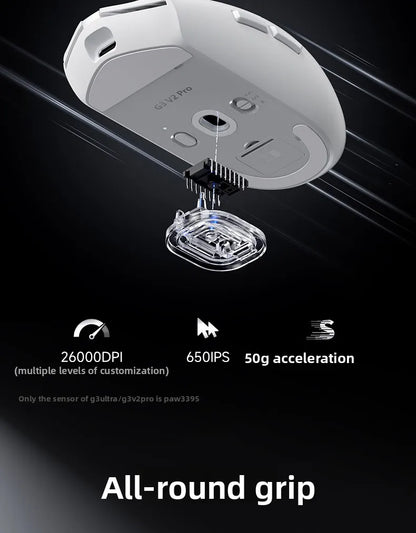 Rato Sem Fios MCHOSE G3 V2 PRO Bluetooth Tri-Mode Ergonómico e Leve para Portátil, Escritório, Gaming e Acessórios de Computador