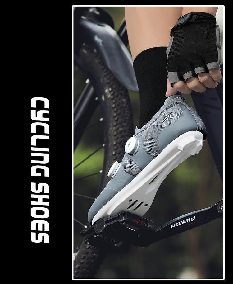 Cycling shoes road bike unisex, HsYixin breathable SPD self-locking non-slip racing road bike shoes flat MTB bicycle sneakers