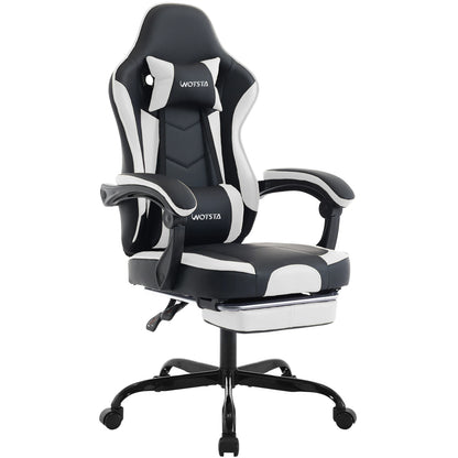 Cadeira Gaming WOTSTA com Apoio para Pés, Cadeira Gamer Ergonómica com Almofada Lombar, Apoio de Cabeça e Altura Ajustável para Computador