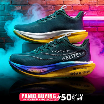 Men  Running Shoes Carbon Board Speciality Marathon Sports Breathable Lightweight Women's Comfortable Athletic Nonskid Sneakers