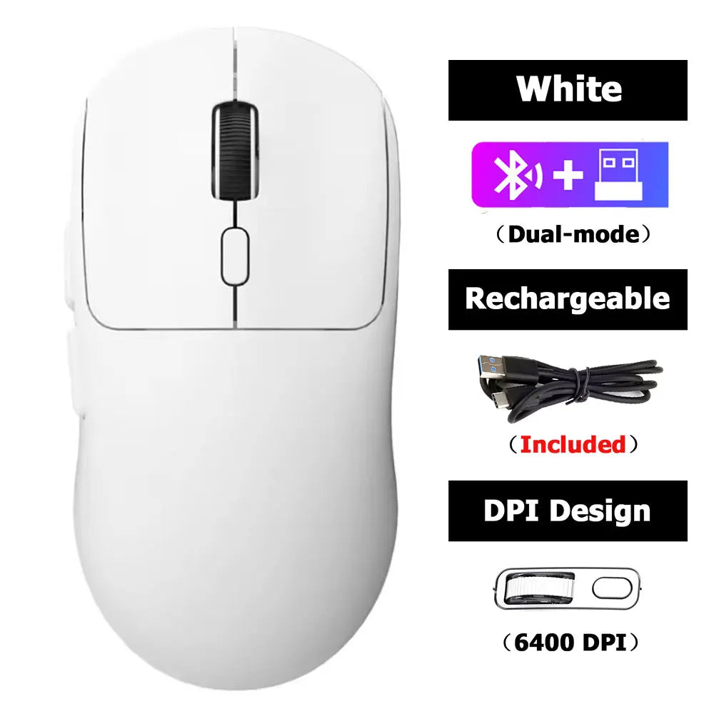 Rechargeable Wireless Bluetooth Gaming Mouse, Dual Mode 2.4G & Bluetooth Wireless Mouse, Silent High Precision Rechargeable Wireless Mouse for Laptop, PC, Mac & iPad