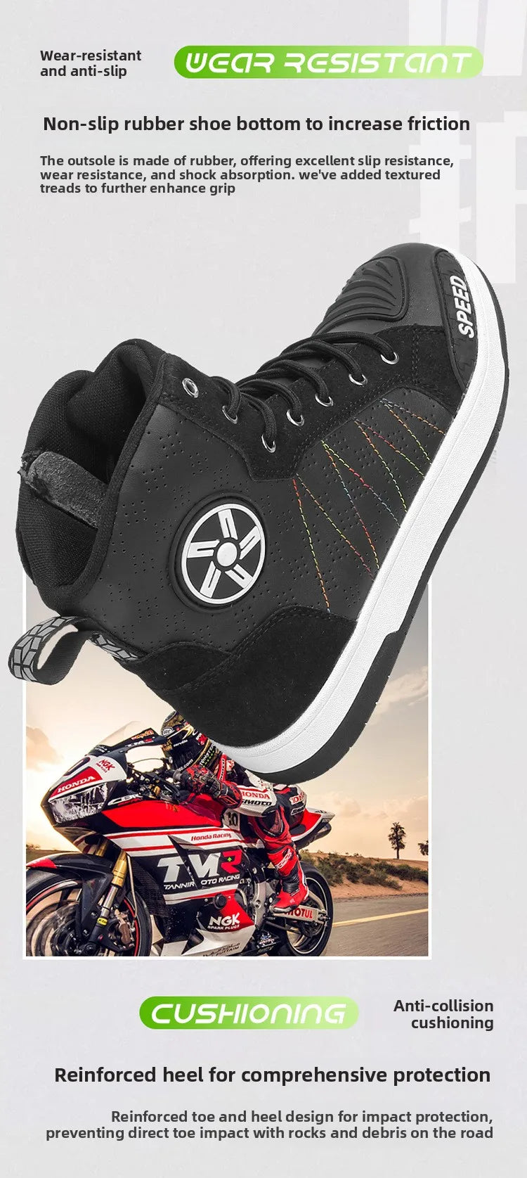 New men's and women's four-season universal safety protection motorcycle riding boots anti-slip and anti-fall motorcycle shoes