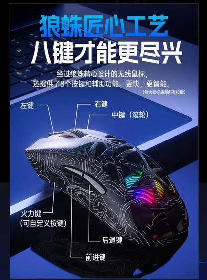 AULA SC620 Wireless 3-Mode Gaming Mouse, Bluetooth RGB Lightweight Mouse with 2.4GHz & USB-C, Ergonomic Hollow Gaming Mouse for PC, Laptop & Esports