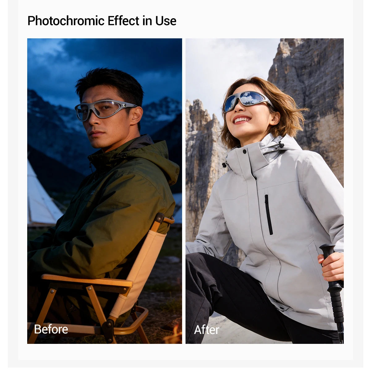 Kapvoe Hiking Sunglasses Camping Fashion Sunglasses for Men Photochromic Cycling Glasses MTB Bike Goggles Fishing Eyewear Sports