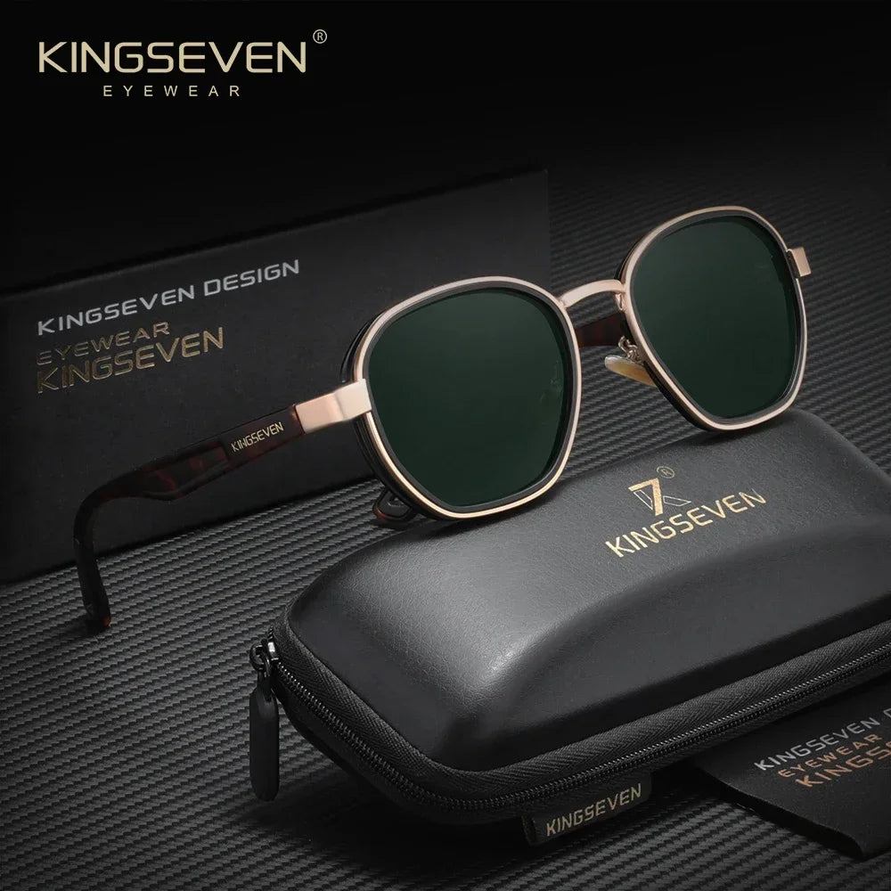 KINGSEVEN  Small Round Sunglasses Men Polarized Women Eyewear Retro Style Luxury Travel Glasses Shades UV400