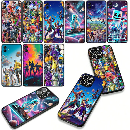 Husă cu design de fundal Game F-ForTnites pentru Samsung Galaxy A07 A13 A12 A23 A42 A50 A51 A52 A53 A70 A71 A72 A21S A04 Note 20 9 8 10