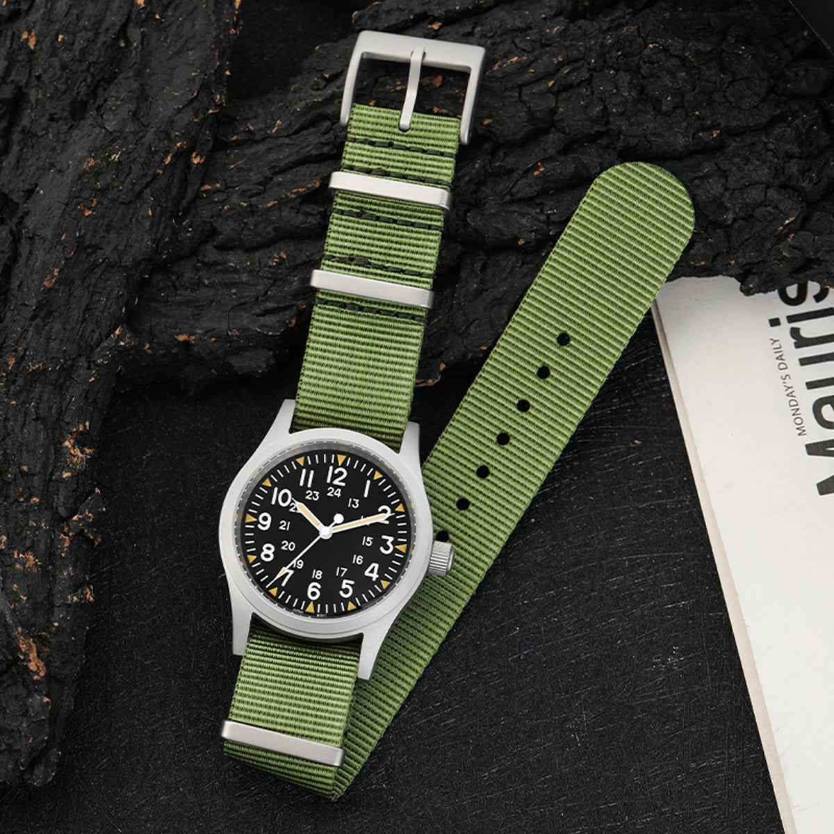 Militado ML05 Military Watch VH31 Sweep Movement Domed Sapphire Crystal Wristwatch High Clear AR Coating 38mm Vintage Watches
