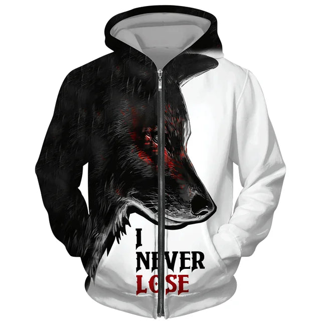 Cool 3D Wolf Printed Zipper Hoodies Fashion Men/Women Streetwear Hooded Jacket Coat Unisex Casual Hip Hop Pullover Sweatshirts