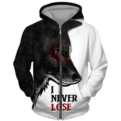 Cool 3D Wolf Printed Zipper Hoodies Fashion Men/Women Streetwear Hooded Jacket Coat Unisex Casual Hip Hop Pullover Sweatshirts