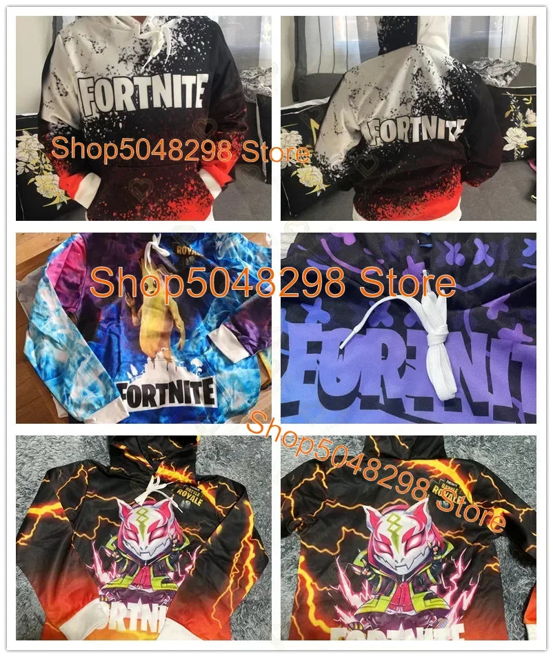 Men’s and Women’s Hoodie with 3D Battle Royale Fortnite Victory Print, Hooded Streetwear Sweatshirts for Boys and Girls