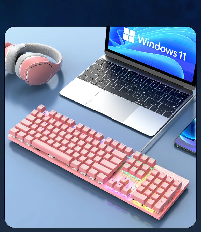 Wired Mechanical keyboard Gamer USB Keyboards gaming Backlit Musical 100% Computer 104 keys keyboard Ergonomic PC keyboard