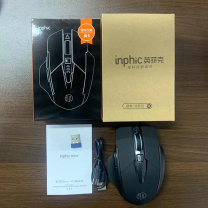 INPHIC A1 Bluetooth Wireless Mouse Rechargeable Tri-Mode 2.4G Optical Mouse for Laptop, Mac, PC, Tablet & Mobile with 1600 DPI