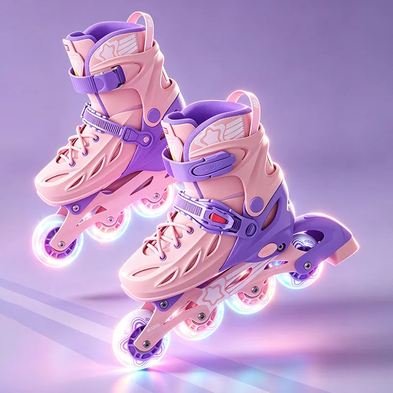 Inline Skates boy black Adjustable Size pink girl Children Sports Rollerblades High Speed new LED Light Up Professional