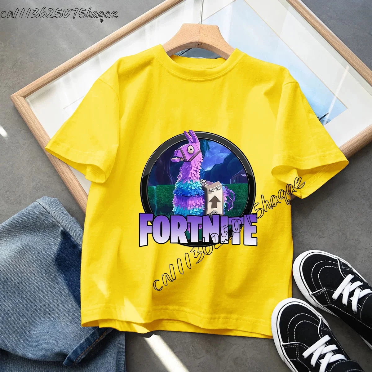T-shirt infantil de verão Fortnite Bottle Royale — T-shirt de aniversário e festa para menino, manga curta em algodão