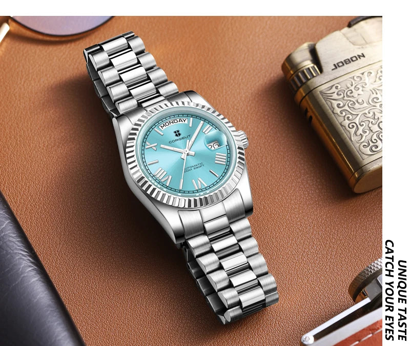 39mm Men Corgeut Logo/Name NH36 Automatic Mechanical Relogio Masculino Sapphire Glass Luminous Waterproof Wristwatch