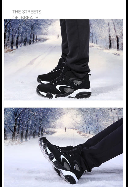 Men's Snow Boots Winter Warm Couple Casual Sneakers Fashion Leather Outdoor Sport Running Tenis Men Non-slip Big Size 48 Trainer