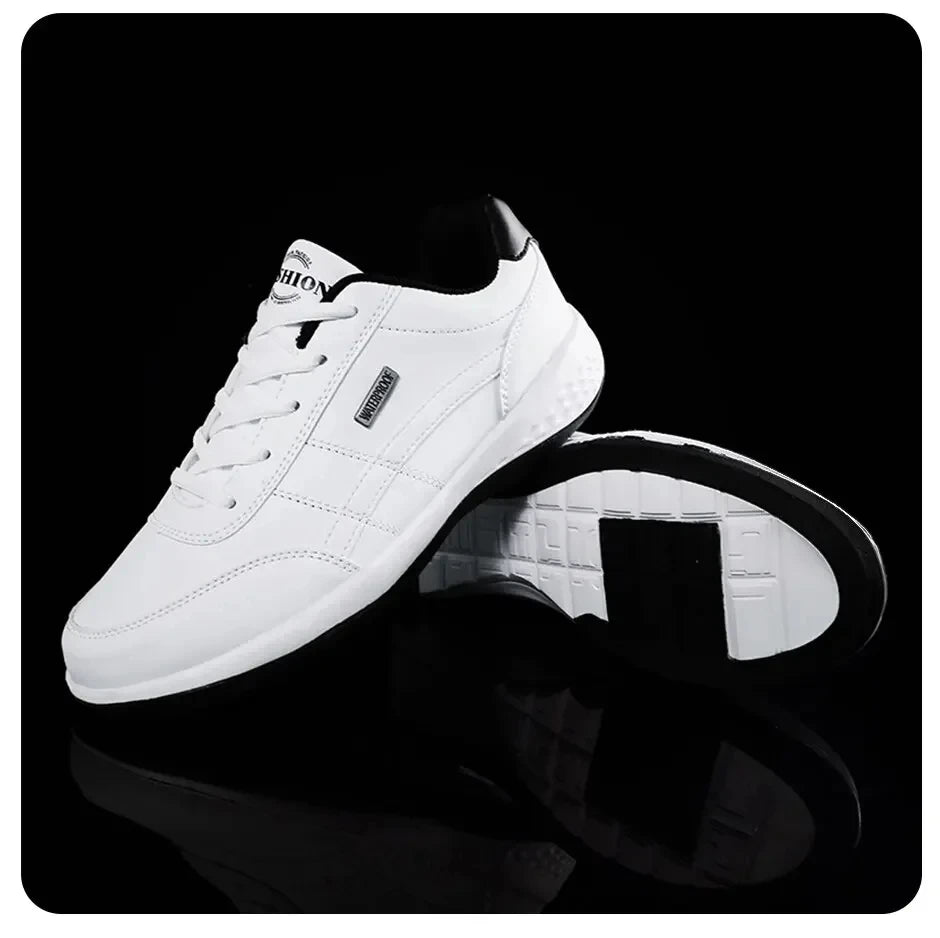 Leather Sneakers for Men, Casual Shoes, Soft Bottom, Outdoor Walking Shoe, Sports, Four Seasons