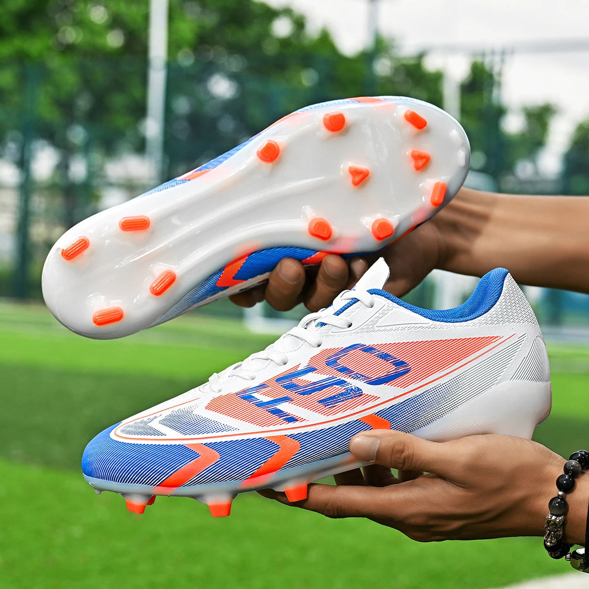 AG/FG Football Boots Kids Youth Teenagers PU+Fabric Upper TPU Sole Non-Slip Firm Ground Training