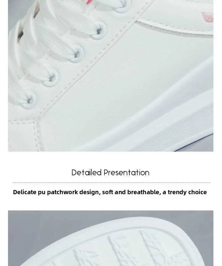 Scarpe da donna 2025 da running primavera/autunno, sneakers casual bianche traspiranti con fiori ricamati e lacci