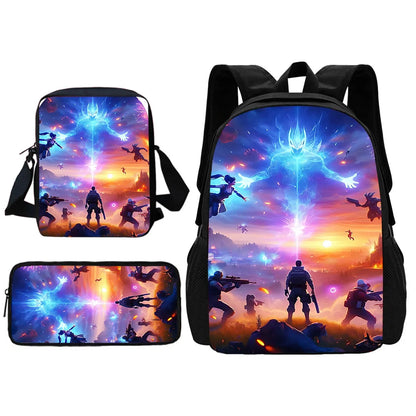 Hot Game Shooting Fortnites Child School Backpack With Shoulder Bag Pencil Bags School Bags for Boys Girls Best Gift