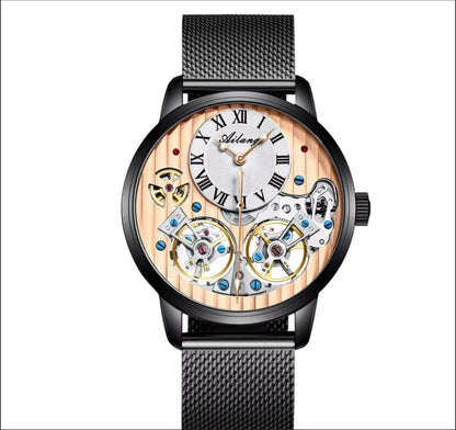 AILANG watch men's advanced expensive automatic mechanical watch Rome double tourbillon waterproof watch.
