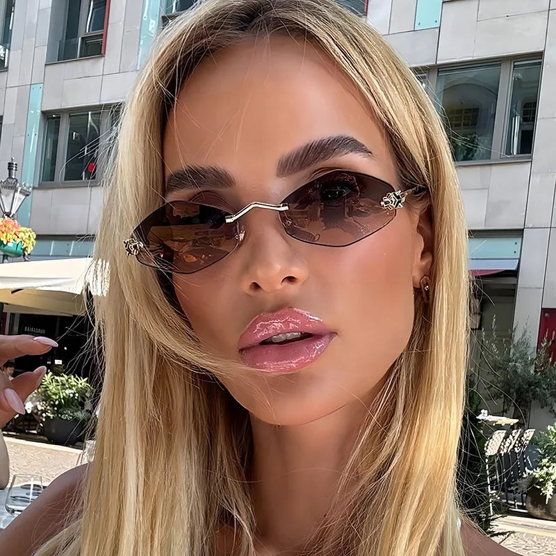 Frameless Rhombus Personalized Women's Sunglasses,Elegant And Versatile Classic Sunglasses Luxury And High-End Sunglasses UV400.