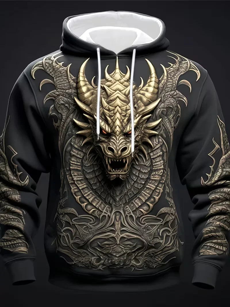 Men's Dragon Graphic 3D Hoodies Sweatshirts Cool Daily Long Sleeve Crew Neck Party Holiday Streetwear Fall Winter Tracksuit Coat
