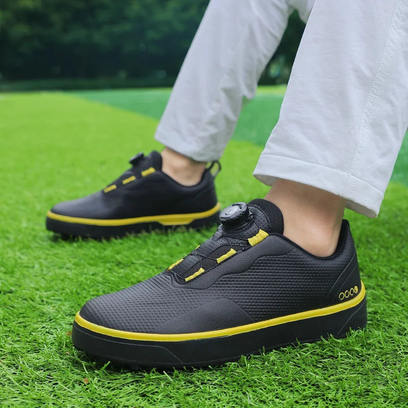 Couple Golf Shoes  Men's White Waterproof  Rotating buckle Fitness Spikeless Non slip Golf Golfer Training Golf Sneakers Women