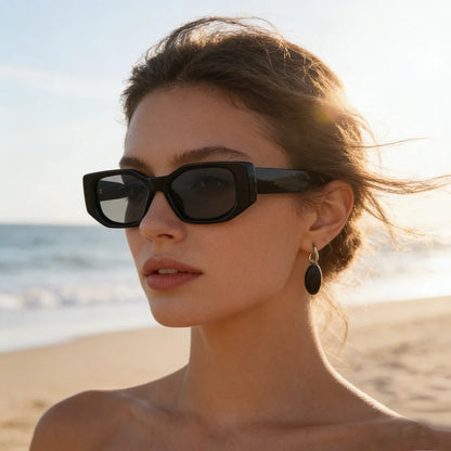 Ruiao 2026 new black classic retro designer branded concave irregular thick frame men women fashion sunglasses