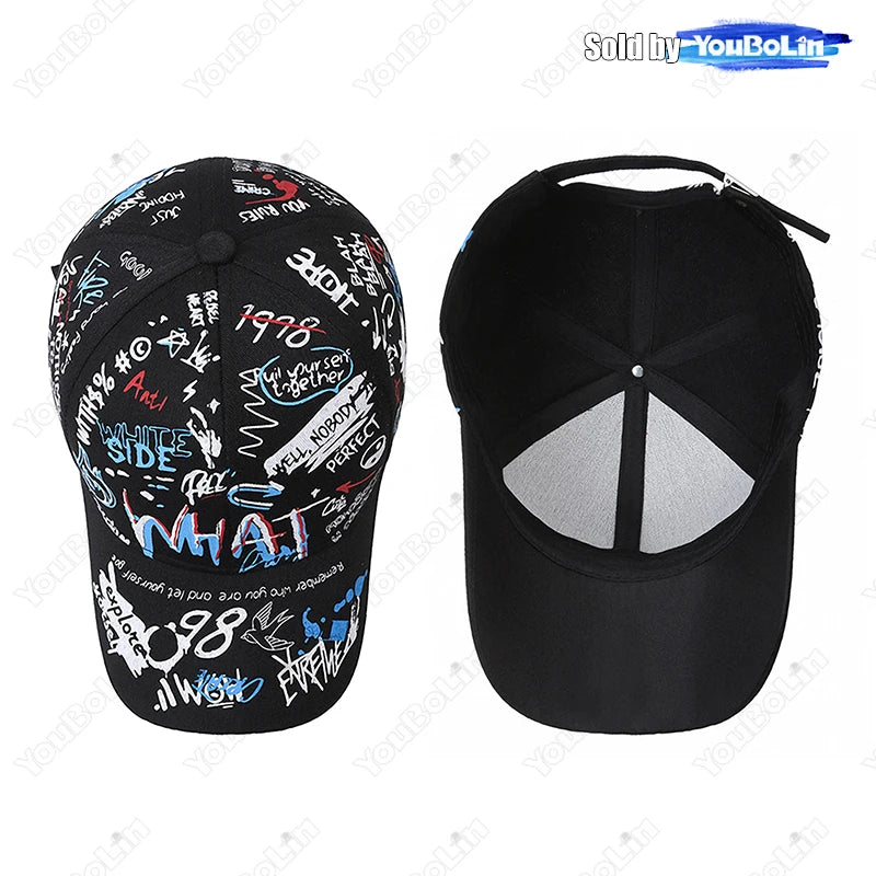 Cappellino da baseball graffiti per uomo e donna – Cappello regolabile in cotone stile street snapback