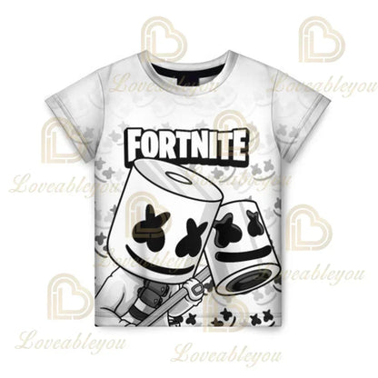 T-shirt de manga curta Fortnites com impressão 3D, estampado cartoon de jogo Battle Royale, roupa para adultos e crianças, T-shirt infantil estilo Harajuku